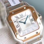Cartier Santos W2SA0033 27*34mm Swiss Quartz Movement TT YG/WG Band White Face Lady Watch